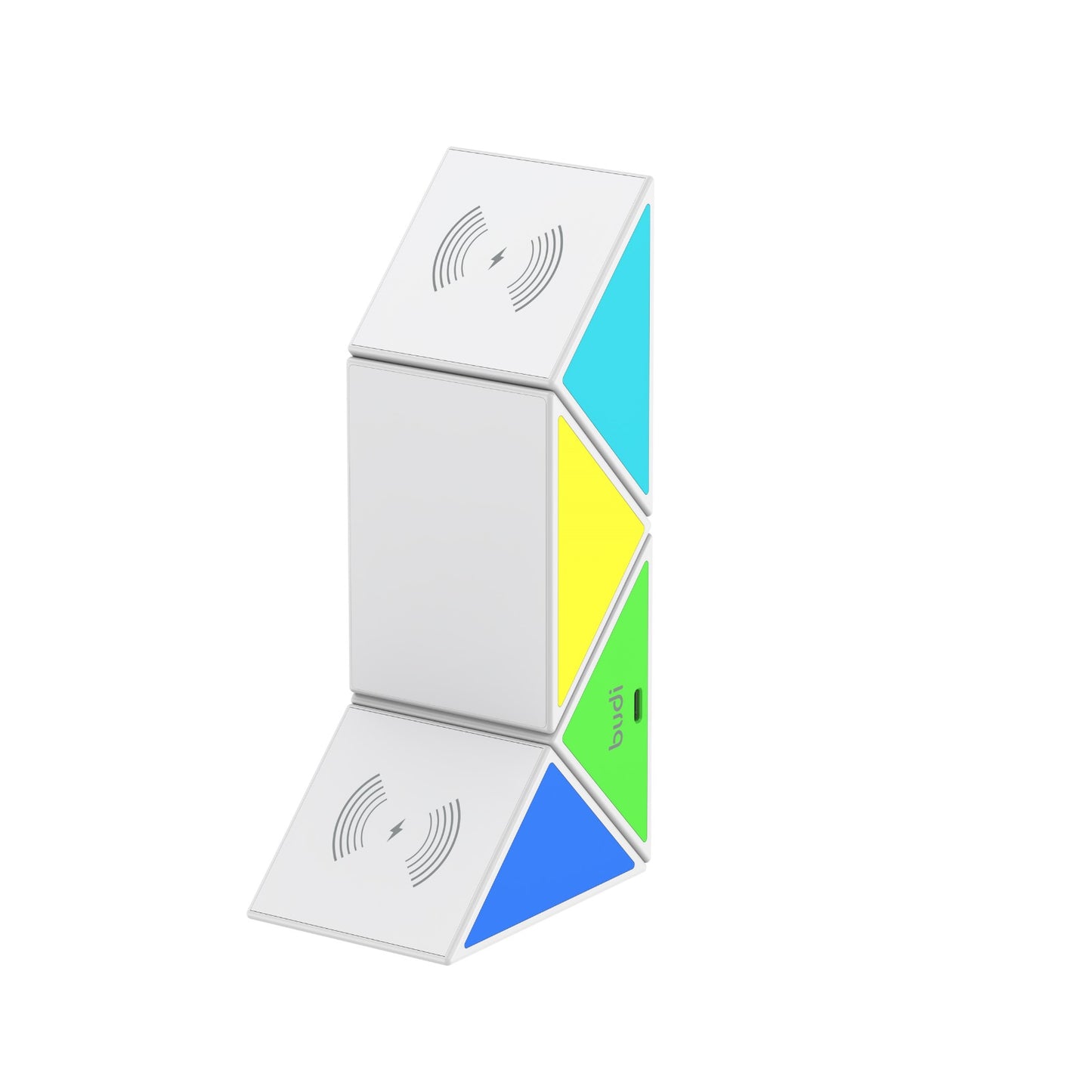 Budi 4-in-1 draadloze oplader, vervormbaar oplaadstation met meerdere uitgangen en nachtlampje