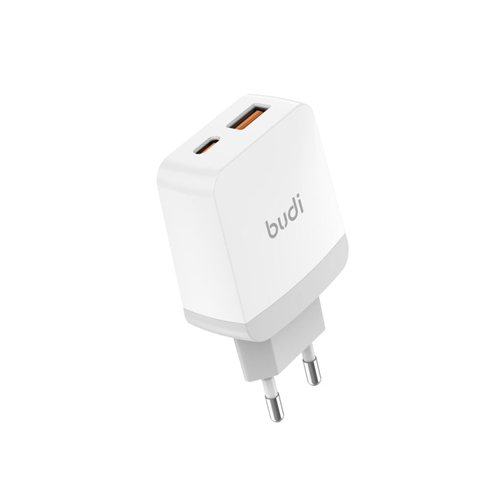 Budi Fast Mobile Charging Adaptor 20W with USB and Type-C Ports, PD+QC 3.0, 18W