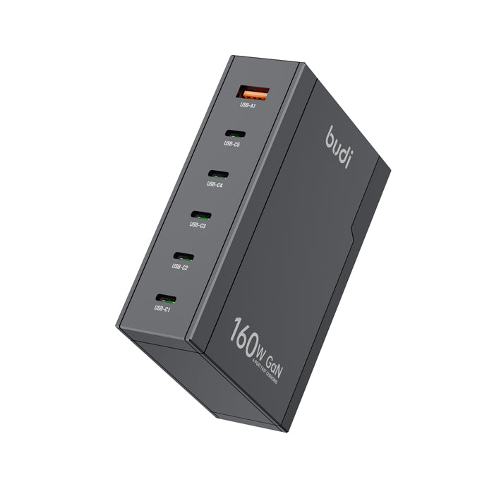 160W 6-Ports Gan PD + QC3.0 Global Travel Super Fast Charger